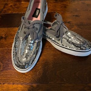 Grey sequence sneaker/boat shoe.